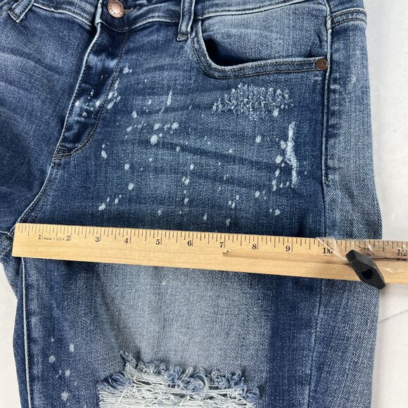 Judy Blue Jean Women Measured 35x30 Boyfriend Blue Faded Distressed Denim Tag 32 - Picture 14 of 16